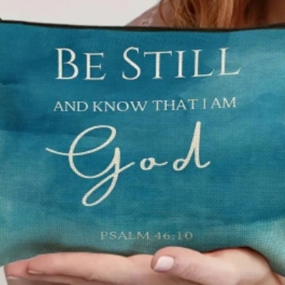 Blue Canvas Bag With Bible Verse